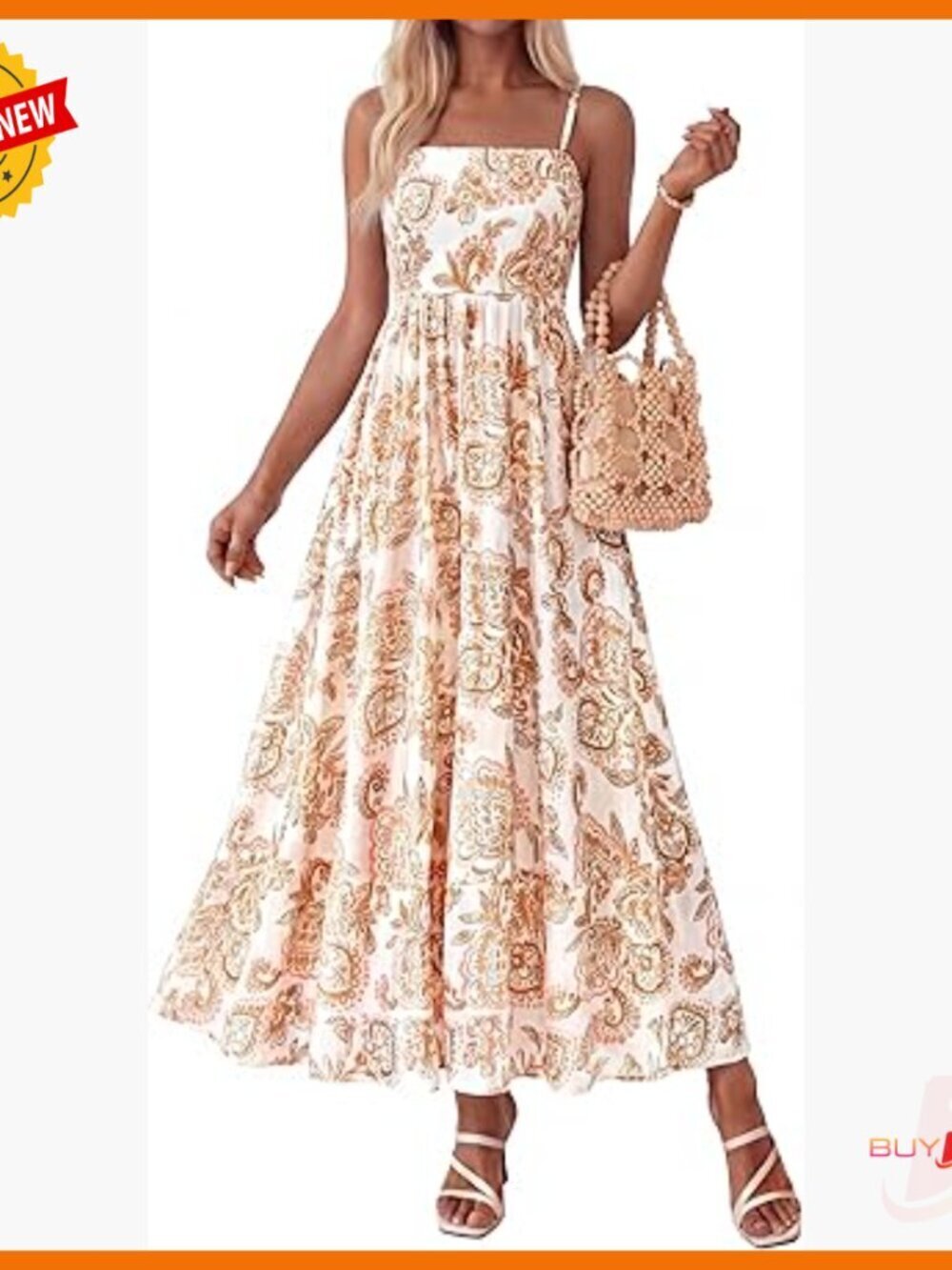 Viscose Maxi Dress Spaghetti Strap Flowy Boho Wedding Guest Beach